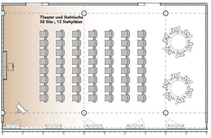 Theaterbestuhlung mit Stehtischen Raum Oberpfalz - SVG Seminarraumzentrum